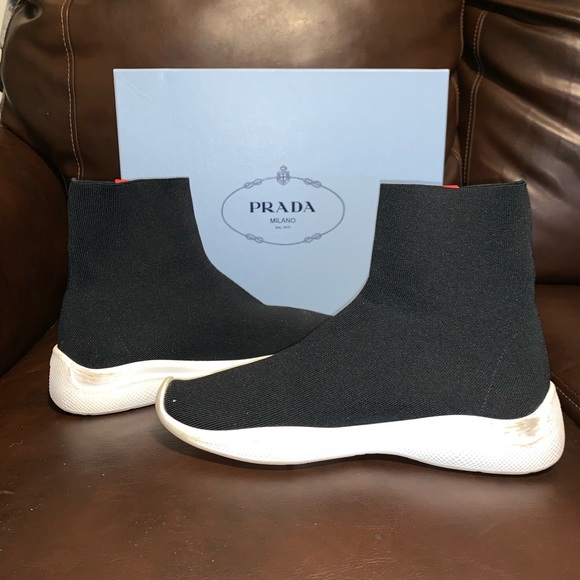 Prada Hi-Top Sock Sneakers - Picture 2 of 4